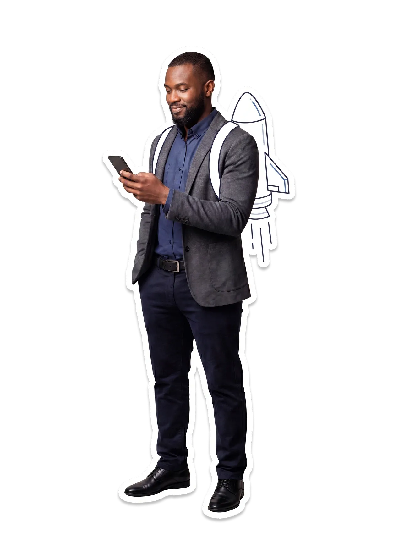 Man with jetpack - growth and momentum