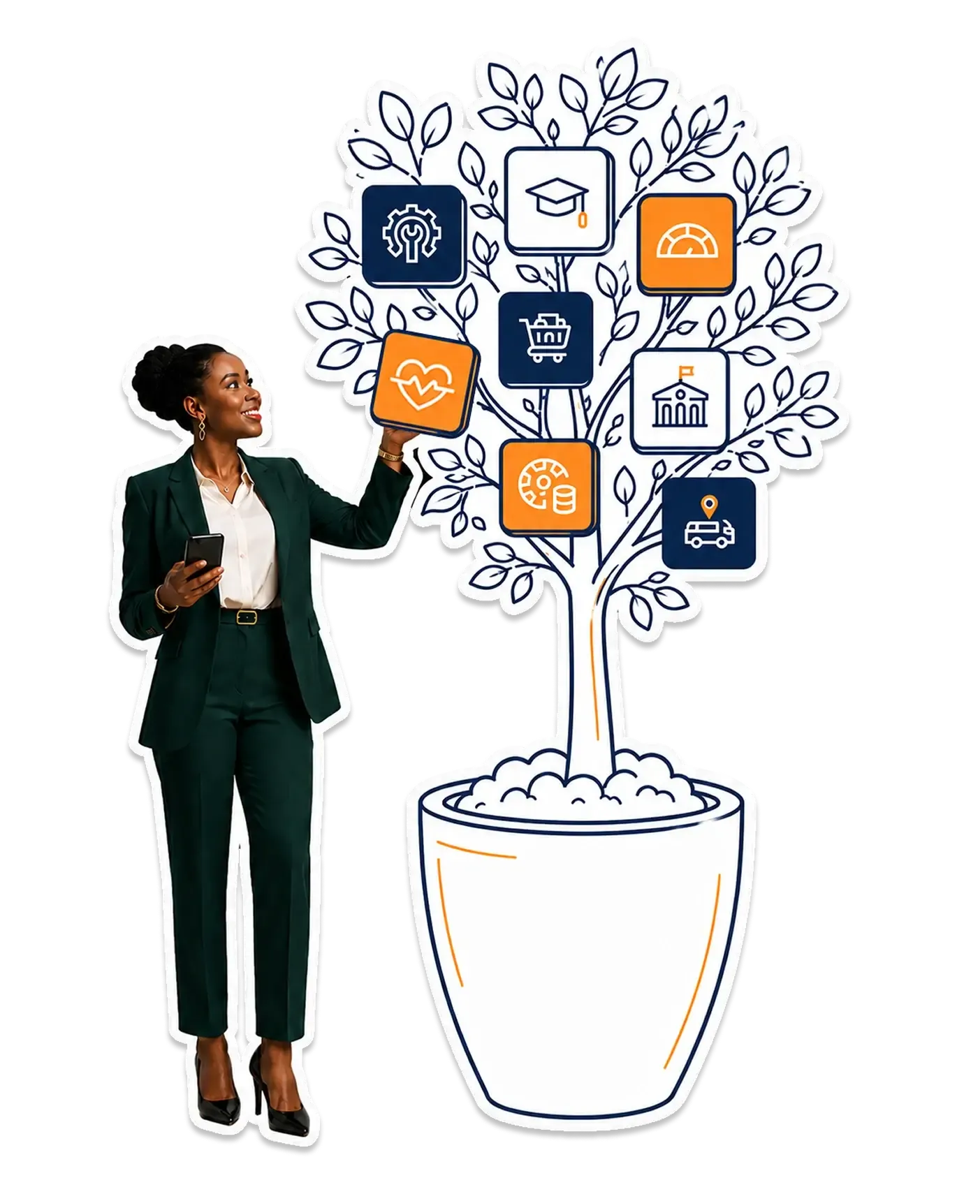 Business growth represented by nurturing plants